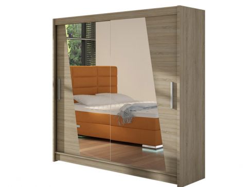 Šatní skříň Bega XIV šíře 180 cm s dvojitým zrcadlem a posuvnými dveřmi