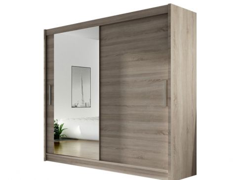 Šatní skříň Bega VI šíře 180 cm s velkým zrcadlem a posuvnými dveřmi