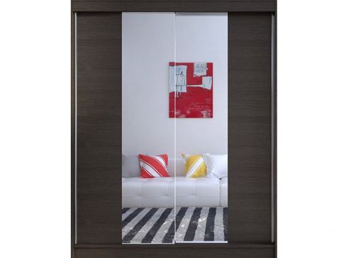 Šatní skříň Camino II šíře 150 cm s půleným zrcadlem a posuvnými dveřmi
