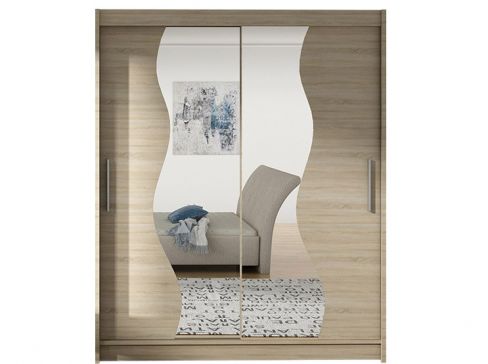 Šatní skříň Westa S šíře 150 cm s půleným zrcadlem a posuvnými dveřmi