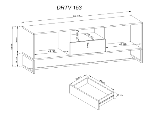 Televizní stolek Pi Dark RTV-153 šíře 153 cm