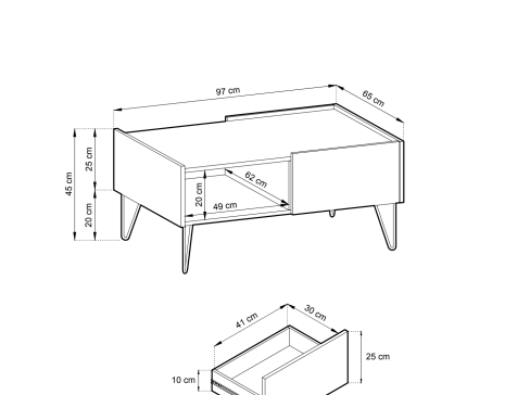 Konferenční stolek Pi Harmony L-97 šíře 97 cm