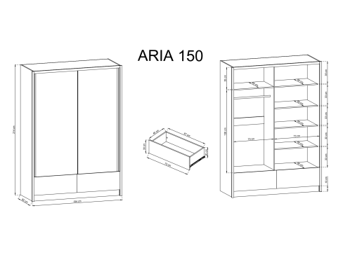 Šatní skříň Pi Aria 150 1L šíře 154 cm