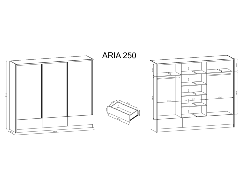 Šatní skříň Pi Aria 250 šíře 254 cm