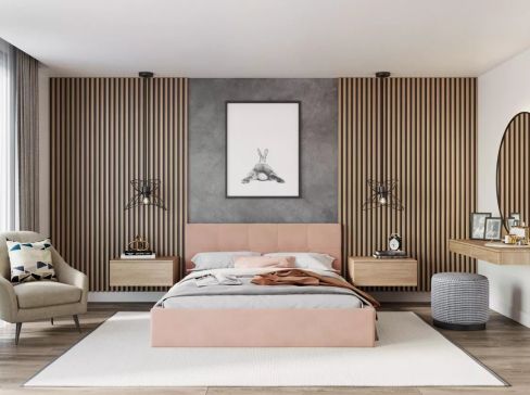Manželská čalouněná postel Fdm Rino Trinity šíře 153 cm