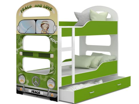 Dětská dvoupatrová postel Fdm Dominik s potiskem hloubky 198 cm
