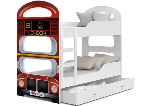 Dětská dvoupatrová postel Fdm Dominik s potiskem hloubky 198 cm