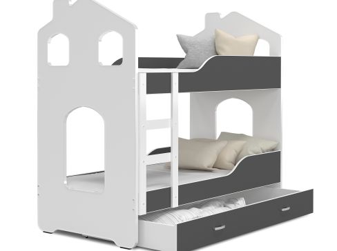 Dětská dvoupatrová postel Fdm Dominik Domek hloubky 198 cm