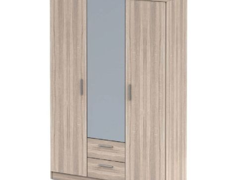 Třídveřová skříň K Singa 82 se zrcadlem a šuplíky šíře 123 cm