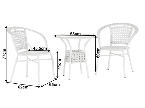Zahradní ratanový set K Jenar 1+2, bílá