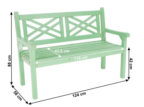 Dřevěná zahradní lavička K Fabla šíře 124 cm zelená