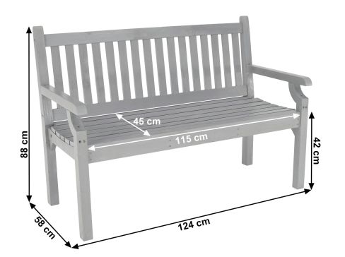 Dřevěná zahradní lavička K Kolna šíře 124 cm