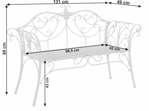 Kovová zahradní lavička K Etelia šíře 131 cm