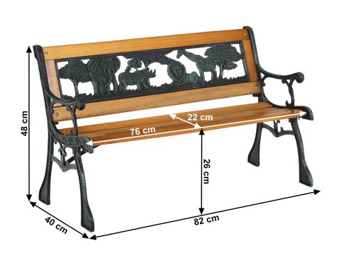 Dětská zahradní lavička K Nadaza šíře 82 cm černá / přírodní