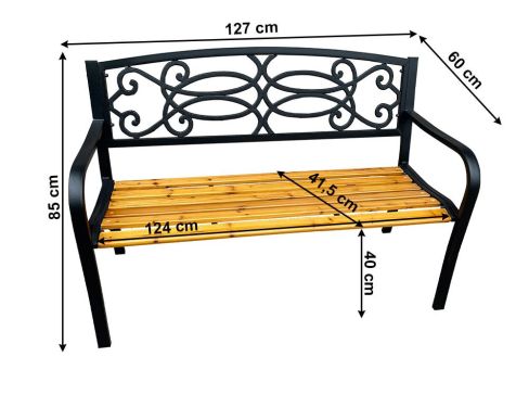 Zahradní lavička K Rotina New šíře 127 cm, černá / přírodní