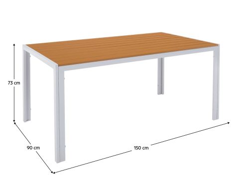 Zahradní stůl K Bonto bílá ocel / dub šíře 150 cm