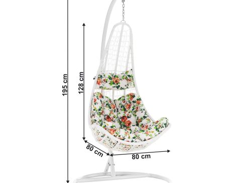 Závěsné křeslo K Kalea 2 New, bílá / květy