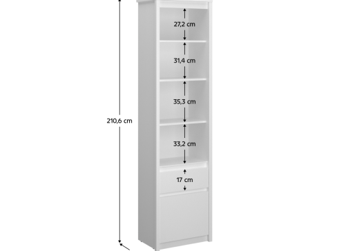 Otevřený regál K Erodin 1D1S šíře 56 cm - bílá