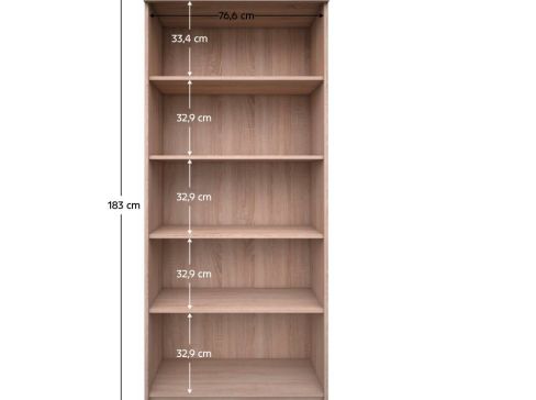 Vysoký otevřený regál K Topty 27 šíře 80 cm - dub