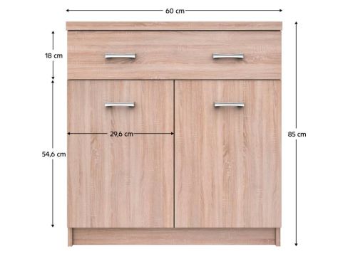 Komoda K Topty 2d1s Typ 42 šíře 60 cm - dub sonoma