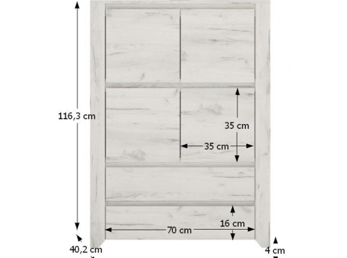 Komoda K Angel Typ 33 šíře 84 cm - bílá