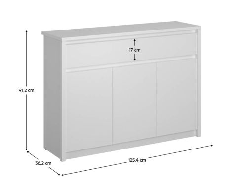 Komoda K Erodin 3d2s šíře 125 cm - bílá