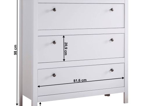 Komoda K Olje 3s šíře 92 cm - bílá