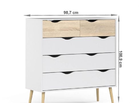 Komoda K Oslo 75456 šíře 99 cm - dub sonoma / bílá