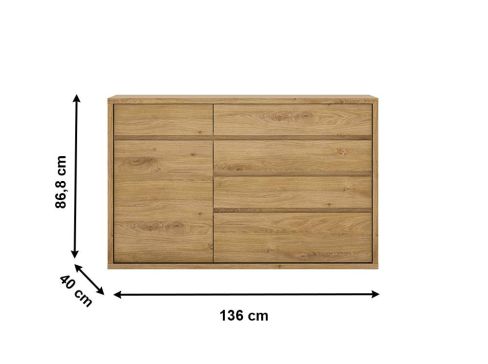 Komoda K Sheldon Typ 42 šíře 136 cm - dub shetland