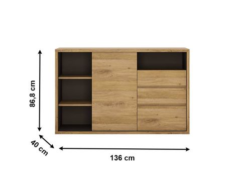 Komoda K Sheldon Typ 43 šíře 136 cm - dub shetland