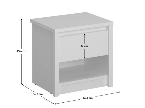 Noční stolek K Erodin 1s šíře 46,4 cm - bílá