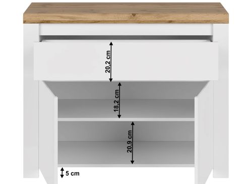 Komoda K Vilgo 2d1s šíře 106 cm - bílý lesk / dub wotan