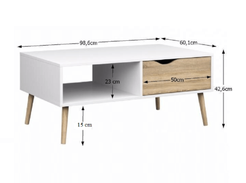 Konferenční stolek K Oslo 75384 šíře 99 cm - dub sonoma / bílá