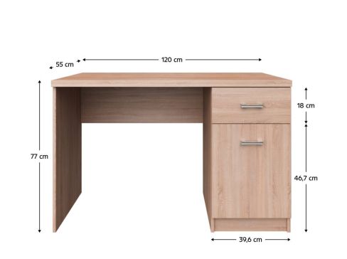 Psací stůl K Topty Typ 36 šíře 120 cm - dub sonoma