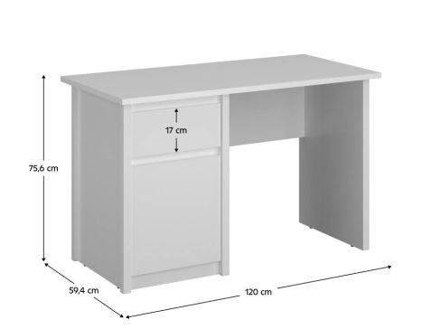 Psací stůl K Erodin šíře 120 cm - bílá