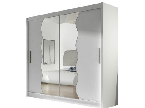 Šatní skříň Bega X šíře 180 cm s půleným zrcadlem a posuvnými dveřmi