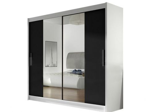 Šatní skříň Bega II šíře 180 cm s dvojitým zrcadlem a posuvnými dveřmi