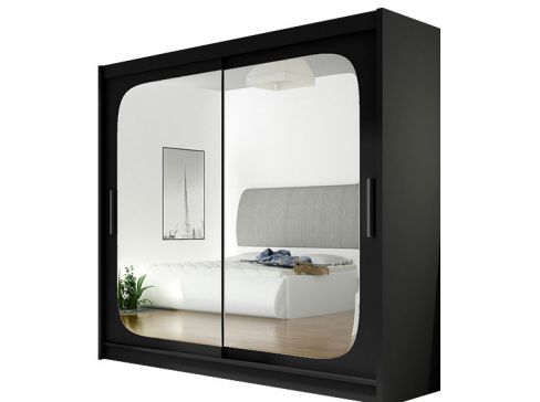 Šatní skříň Bega VIII šíře 180 cm s dvojitým zrcadlem a posuvnými dveřmi