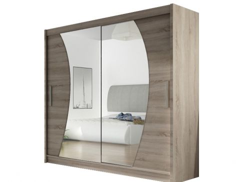 Šatní skříň Bega IX šíře 180 cm s dvojitým zrcadlem a posuvnými dveřmi