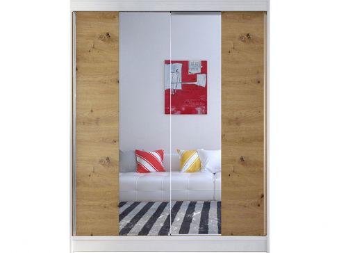 Šatní skříň Camino II šíře 150 cm s půleným zrcadlem a posuvnými dveřmi