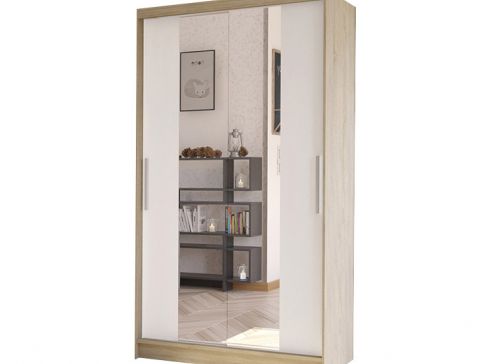 Šatní skříň Costa II šíře 100 cm s posuvnými dveřmi a s děleným zrcadlem