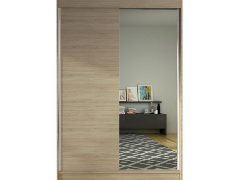 Šatní skříň Lino šíře 120 cm se zrcadlem a posuvnými dveřmi