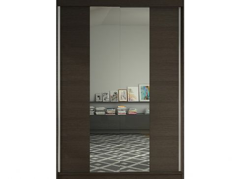 Šatní skříň Lino II šíře 120 cm s půleným zrcadlem a posuvnými dveřmi