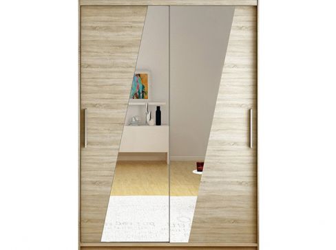 Šatní skříň Miami VIII šíře 120 cm s dvojitým zrcadlem a posuvnými dveřmi