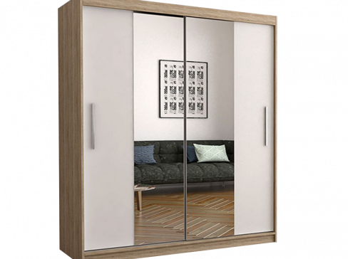 Šatní skříň Vista 01 značky Idzczak šíře 150 cm s posuvnými dveřmi a zrcadly