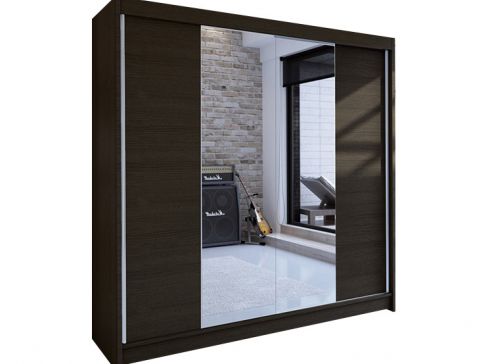 Šatní skříň Talin II šíře 180 cm s půleným zrcadlem a posuvnými dveřmi