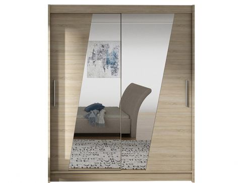 Šatní skříň Westa XIV šíře 150 cm s půleným zrcadlem a posuvnými dveřmi