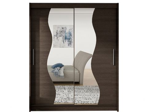 Šatní skříň Westa S šíře 150 cm s půleným zrcadlem a posuvnými dveřmi