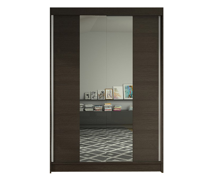 Šatní skříň Lino II šíře 120 cm s půleným zrcadlem a posuvnými dveřmi