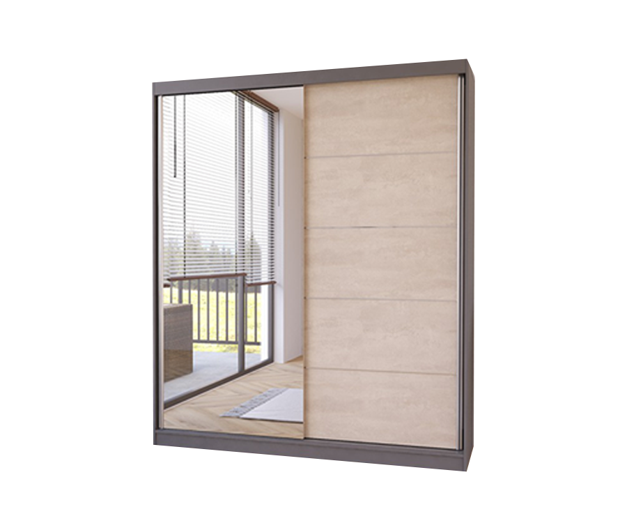 Idzczak šatní skříň Silk šíře 183 cm s posuvnými dveřmi a zrcadlem